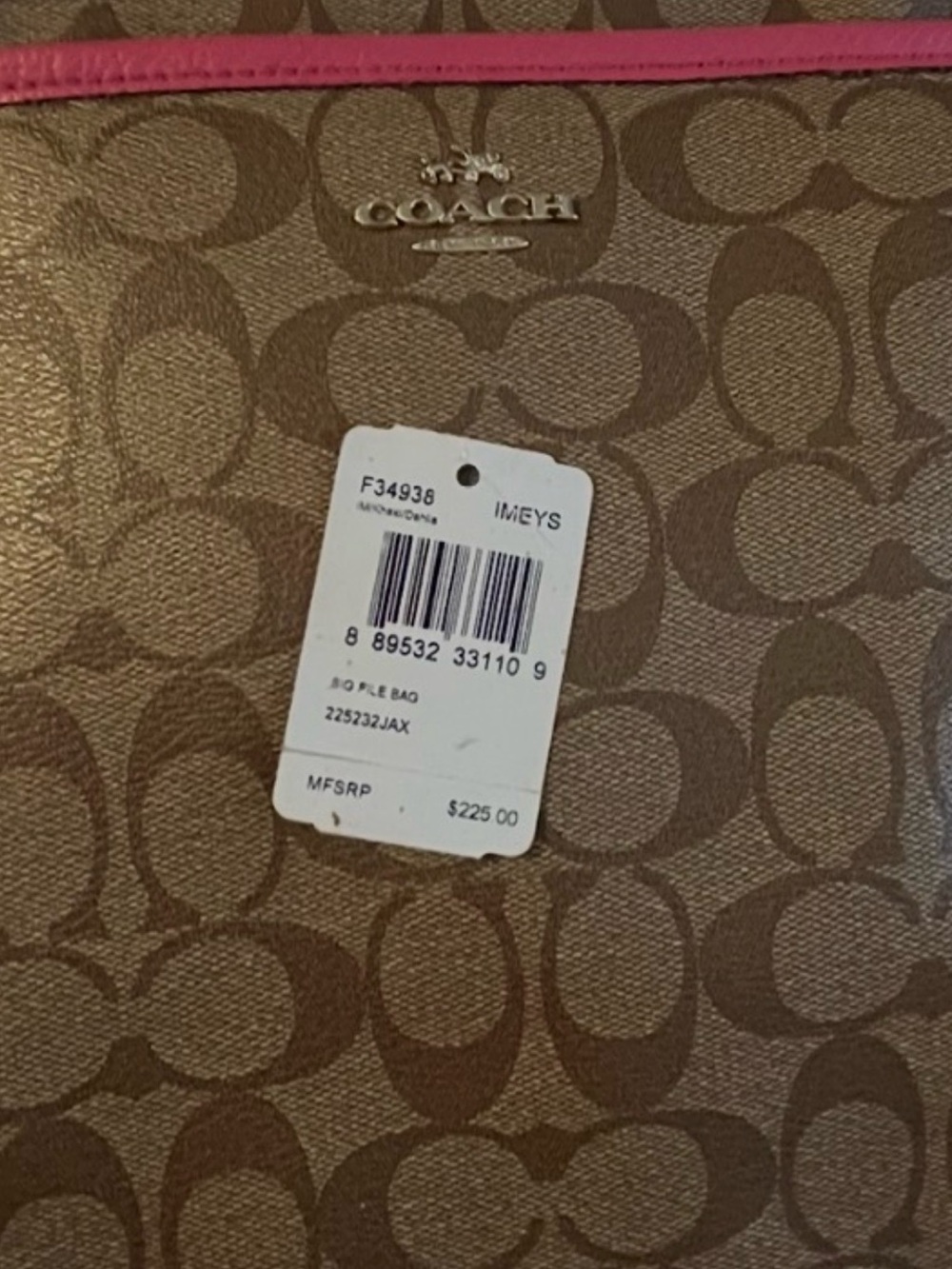 Coach Brown Signature Crossbody with Pink Trim like new - Picture 4 of 10
